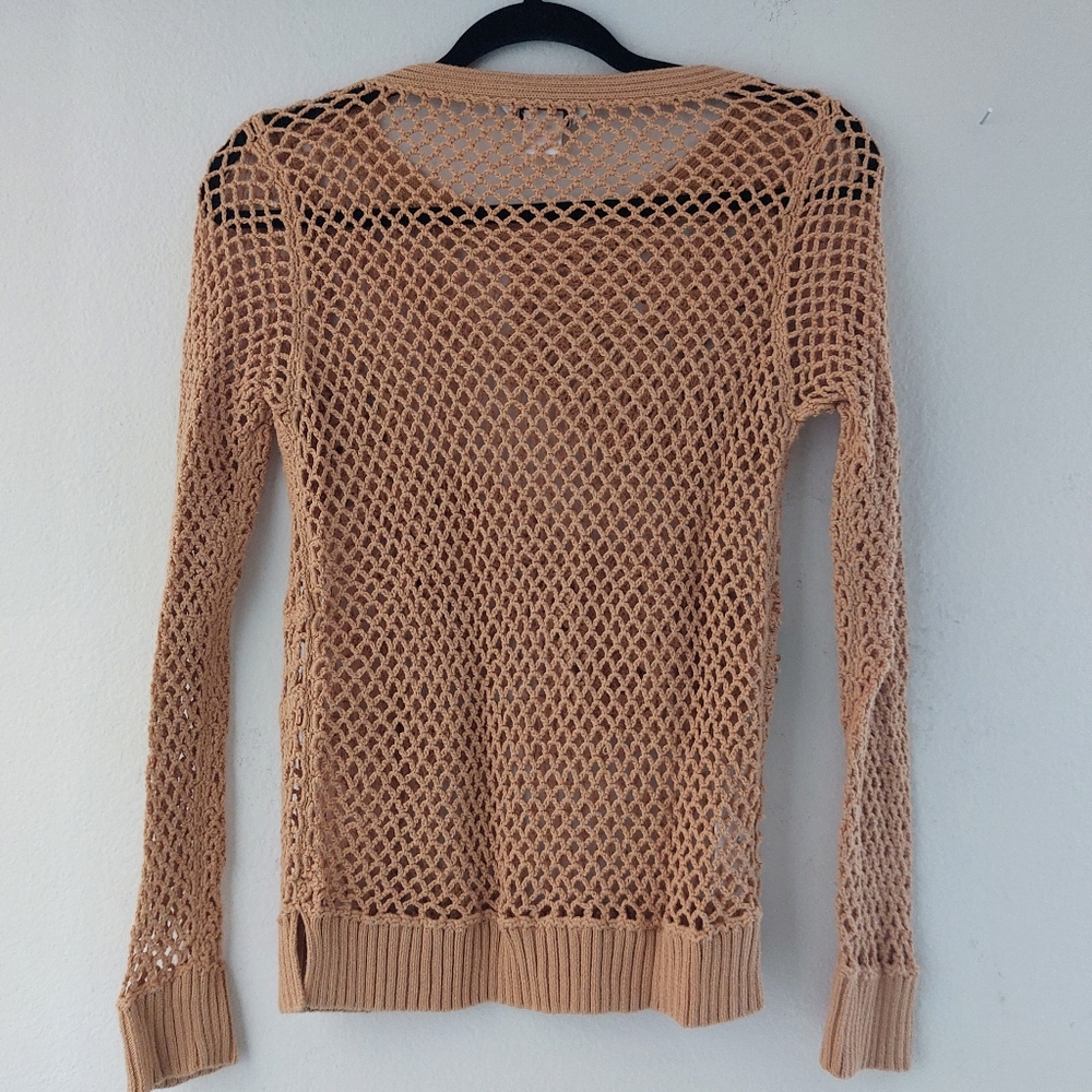 Tommy Bahama Tan Crochet Boho Open Stitch Sweater - image 8